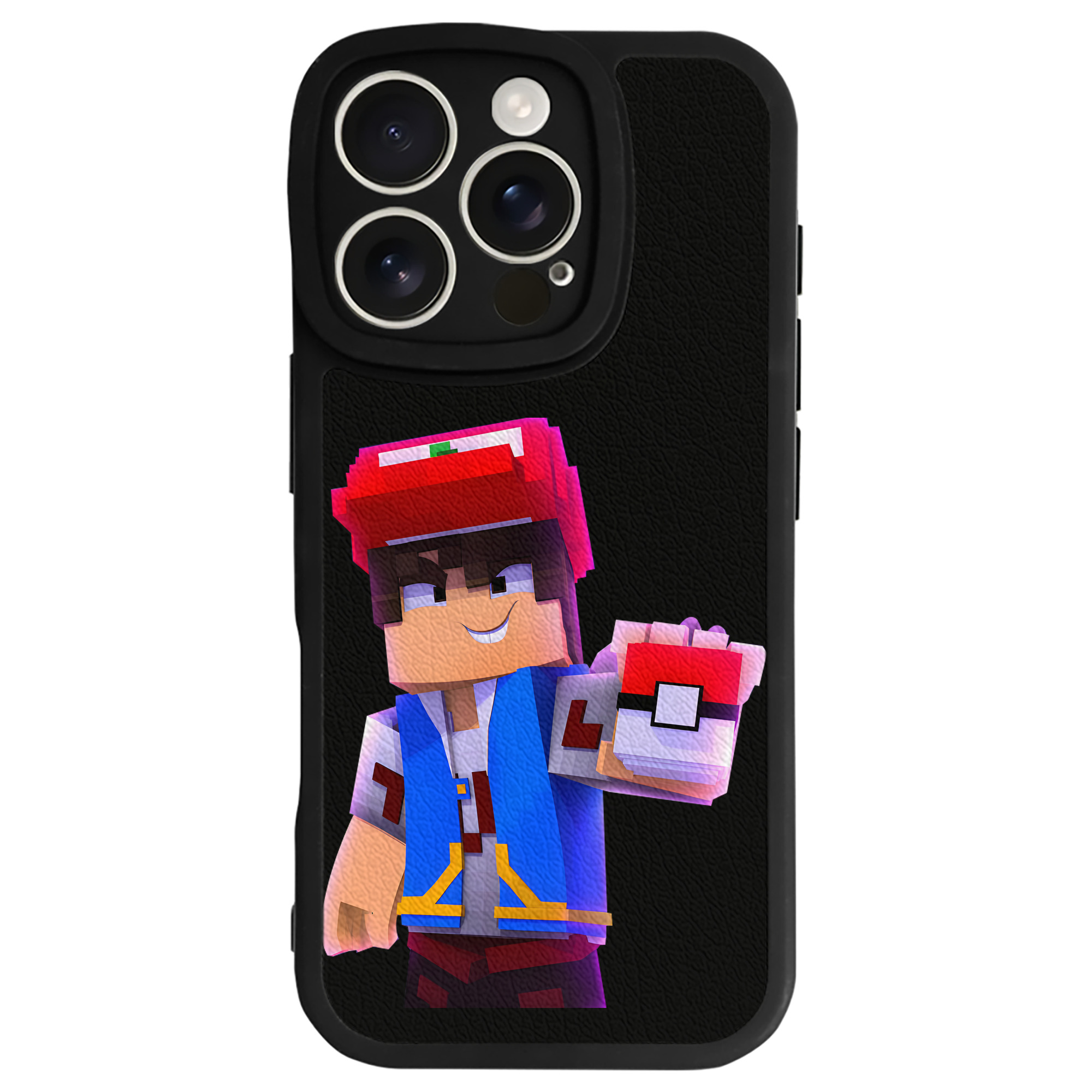 （画像用） マインクラフト ブロックの世界 Minecraft MC Block world 【iPhone 16シリーズ対応】シリコンスマホケース（レザー調） 材質：シリコン